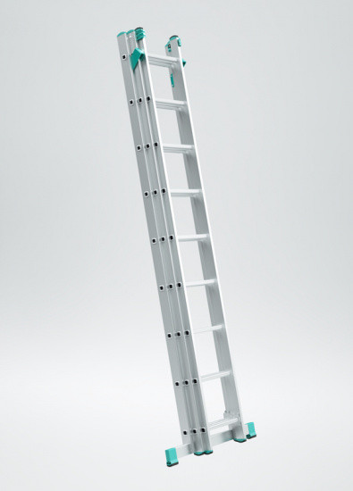 ALVE Aluminiowa trzyczęściowa drabina uniwersalna EUROSTYL przystosowana do używania na schodach, 3x11 szczebli, długość 7,11 m 558015