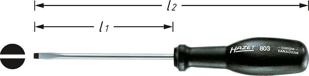 Hazet wkrętak płaski 803-20 2 mm Długość klingi: 63 mm stal chromowo-wanadowa DI