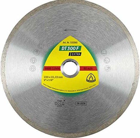 Klingspor DT 300 °F Extra diamentowa tarcza do cięcia płytek, Basic do szlifierek kątowych, 230 X 22,23 X 1,9 MM 325360