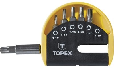 TOPEX Końcówki wkrętakowe TORX z uchwytem 7szt 39D351